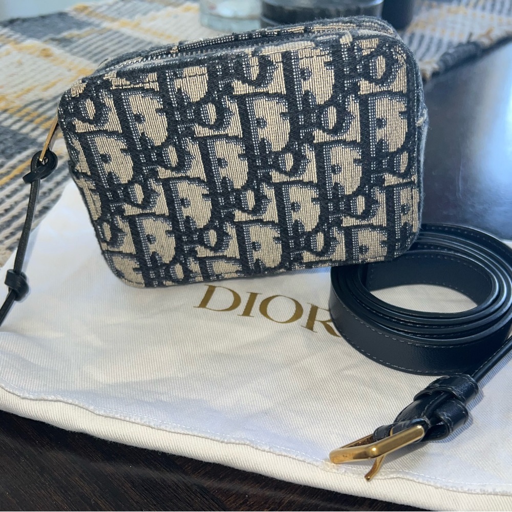 Christian Dior Oblique Belt Pouch (Navy)